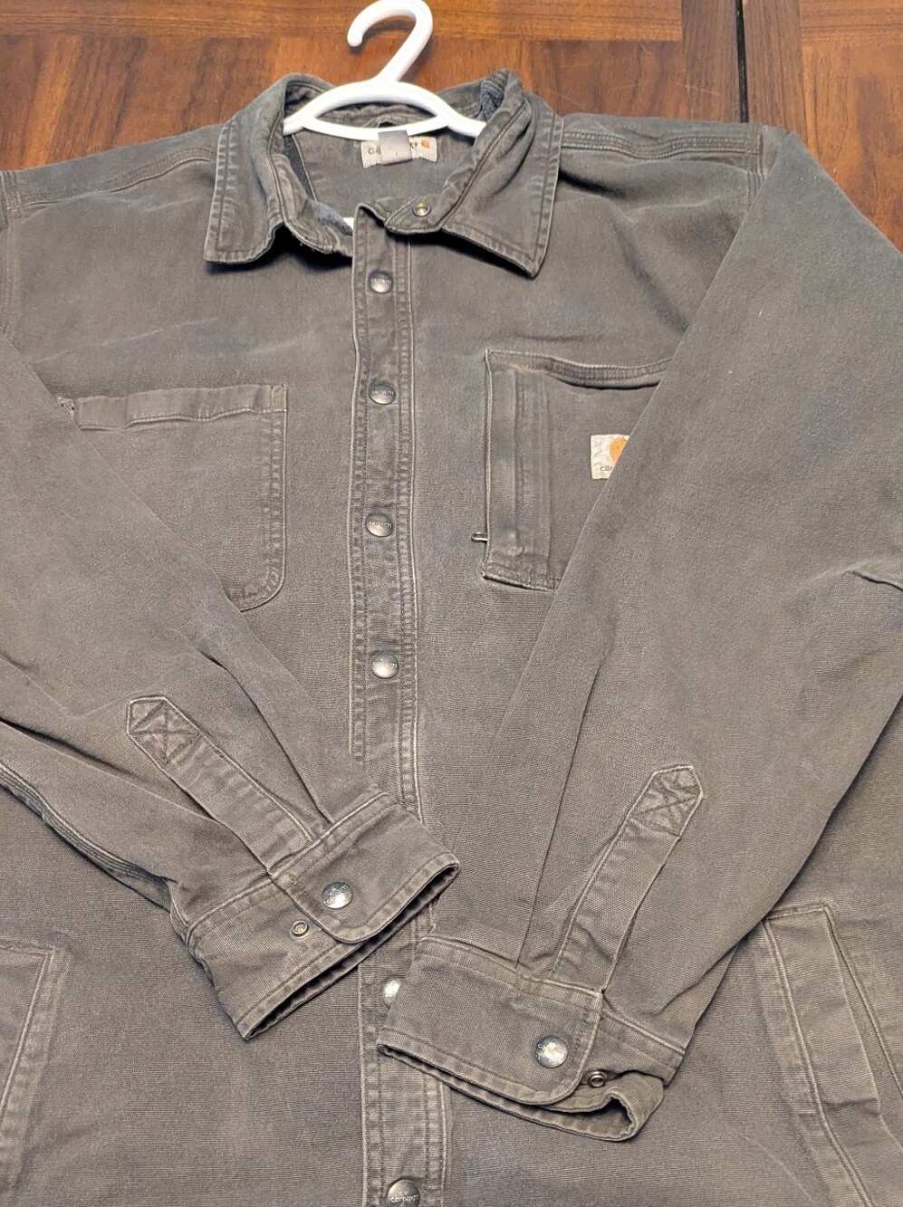 Carhartt Men's Dark Gray Button-Front Work Shirt Jacket